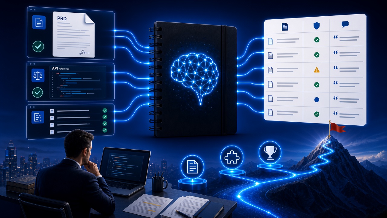 NotebookLM 产品需求文档与技术文档问答完全指南：用源本 AI 把 PRD 和 API 手册变成可核对的知识库